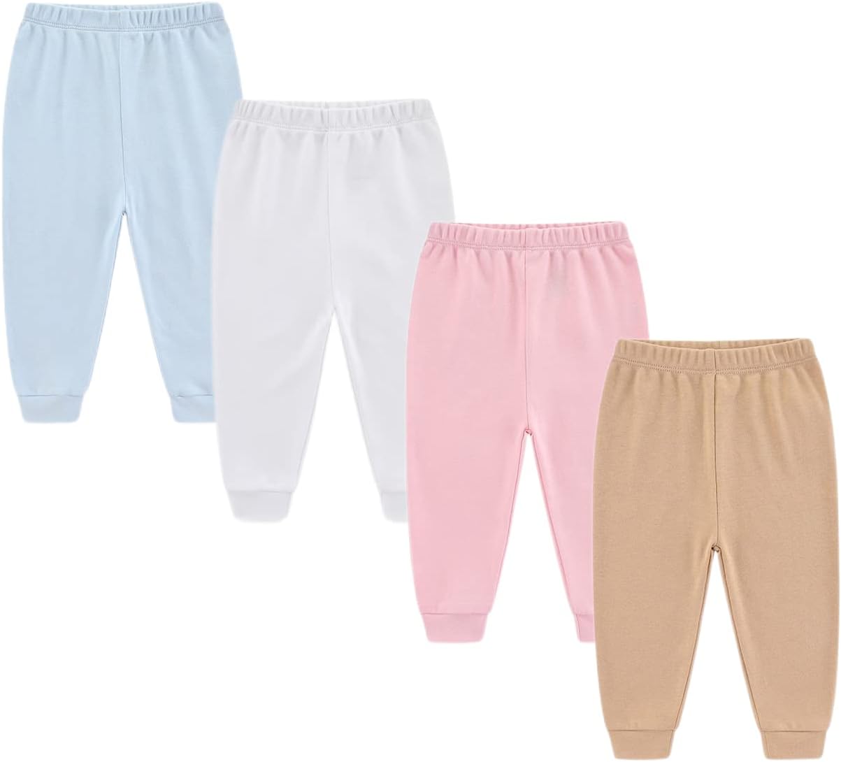 Unisex Newborn Baby Cotton 4-Pack Pants Embroidery Pringting Casual Leggings 0-24 Months for Boys