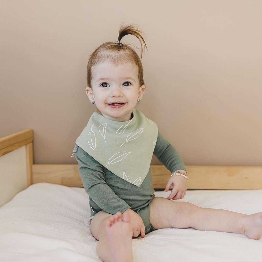 Woolino Merino Wool Baby Bibs - Highly Absorbent Bandana Bib with Cotton Outer Layer and Merino