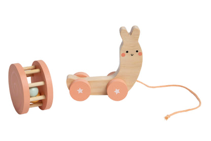 Pearhead Montessori Snail Pull Toy, Wooden Toddler Walking Toy