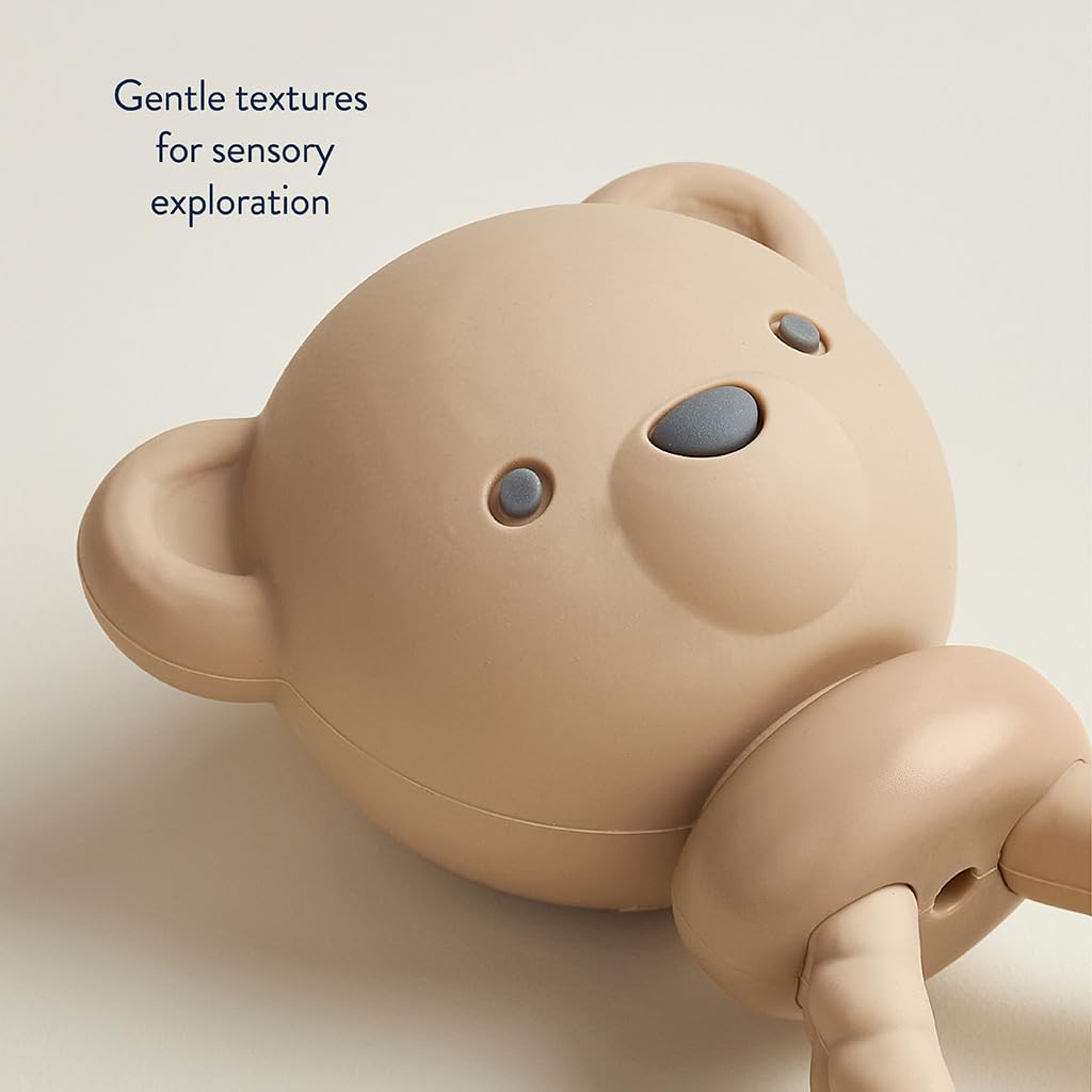 Itzy Ritzy Silicone Rattle Toy, Teething Toy with Soft Jingle Sound (Bear)