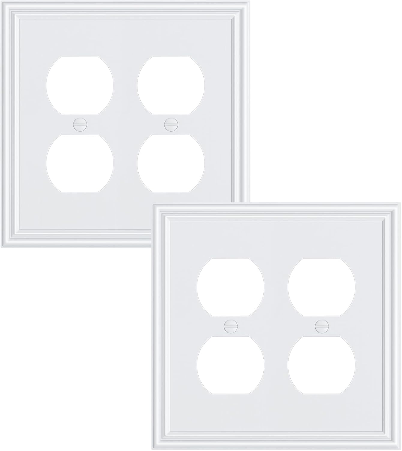 2-Pack Double Duplex Outlet Cover, Pure White Decorative Switch Plates and Outlet Covers for