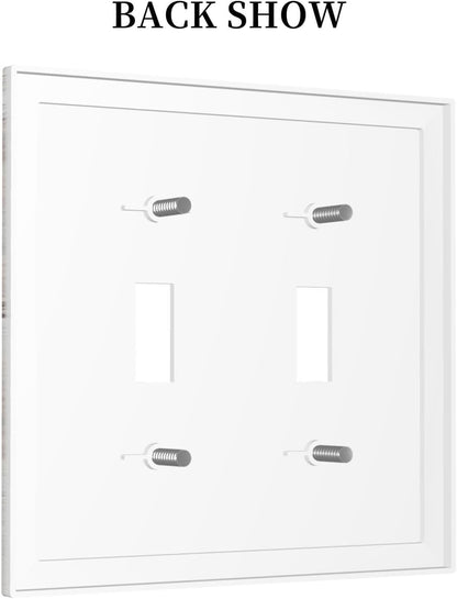 Decorative Switch Plates Rustic Vintage White Wood Grain 2 Gang Double Toggle Outlet Light Switch