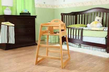 Wooden High Chair for Baby & Toddler – Restaurant-Style Stackable HighChair with Commercial Grade