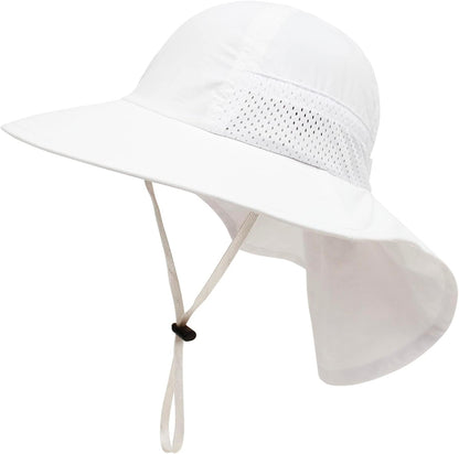 CHUNG Baby Sun Protection Hat Summer Toddler Adjustable UPF 50+ Wide Brim Neck Flap Beach Caps Boys