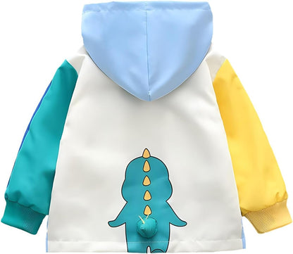 Vinmin Toddler Hooded Jacket Cartoon Dinosaur Zip Coat Little Girls Boys Jacket Thin Fashion for