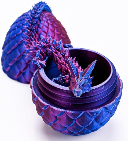 3D Printed Dragon Eggs with Dragon Inside, Articulated Crystal Dragon in Egg, Executive Dragon