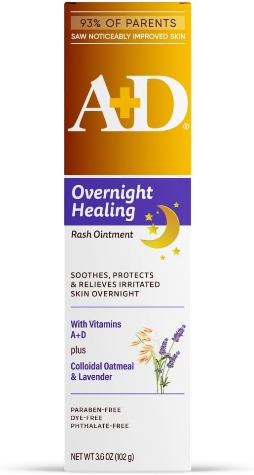 A+D Overnight Healing Diaper Rash Ointment - Soothes, Protects & Relieves Diaper Rash Overnight