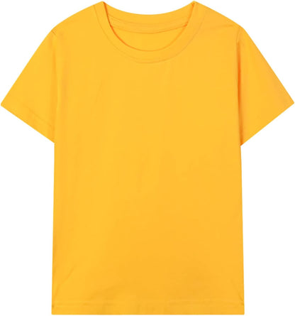 HILEELANG Kids Boy Basic Plain Cotton T-Shirts Short Sleeve Crew Neck Summer Tees 4packs 6-12 Years