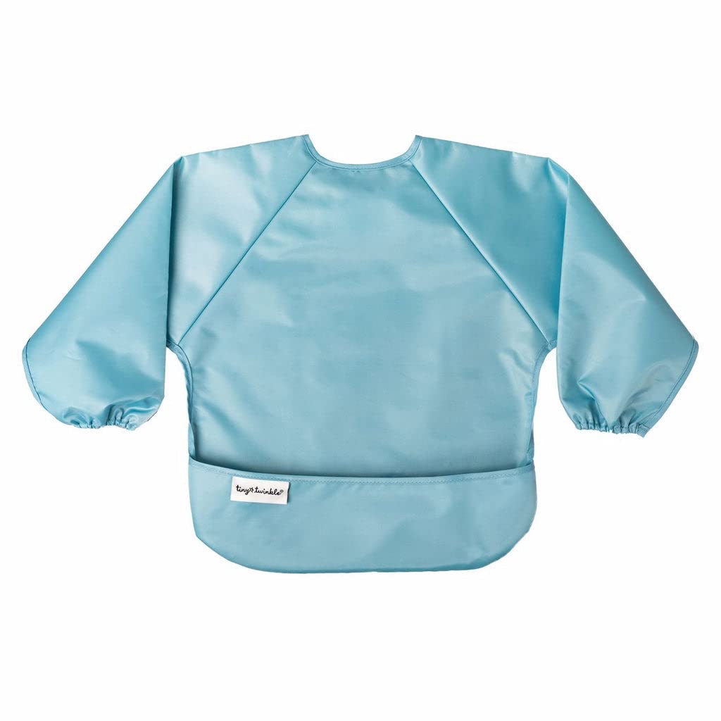 Tiny Twinkle Mess Proof Baby Bibs, 2pk Waterproof Smock Baby Bibs for Eating, Machine Washable Long
