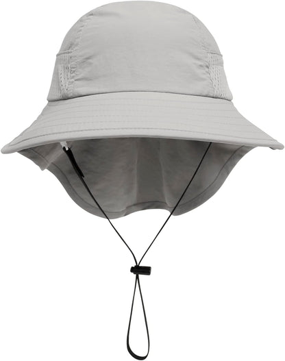 CHUNG Baby Sun Protection Hat Summer Toddler Adjustable UPF 50+ Wide Brim Neck Flap Beach Caps Boys