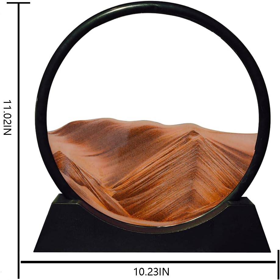 Aoderun Moving Sand Art Picture Round Glass 3D Deep Sea Sandscape in Motion Display Flowing Sand