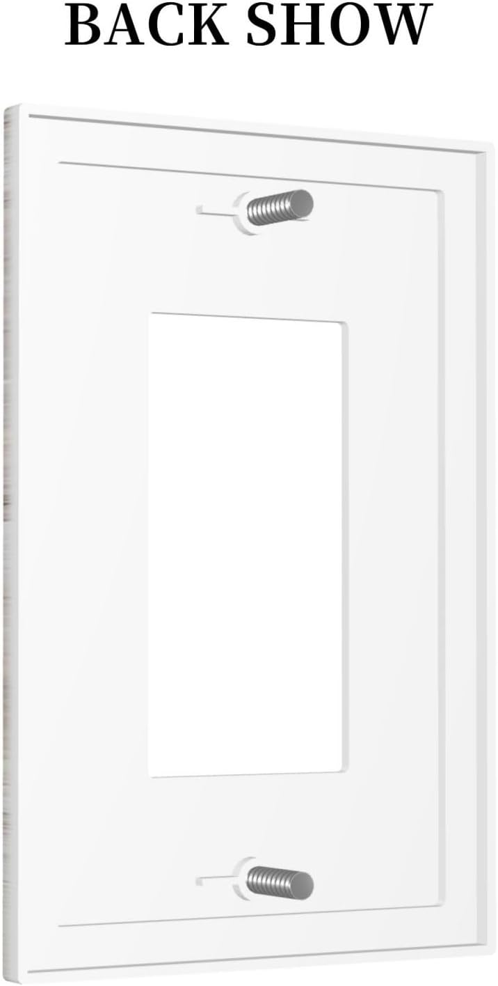 Decorative Outlet Covers Rustic Vintage White Wood Grain 1 Gang Single Rocker Light Switch Cover