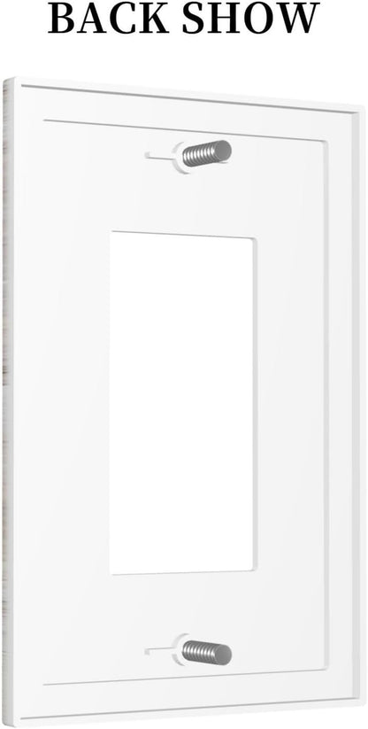 Decorative Outlet Covers Rustic Vintage White Wood Grain 1 Gang Single Rocker Light Switch Cover