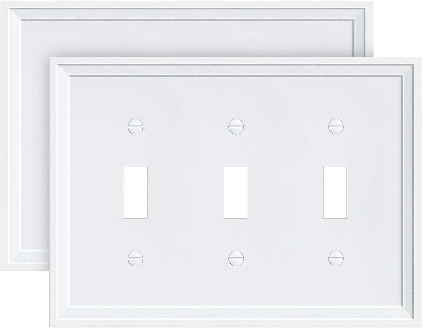 2-Pack Triple Toggle Light Switch Cover Plate, White Decorative Switch Plate Covers, Natural Bamboo