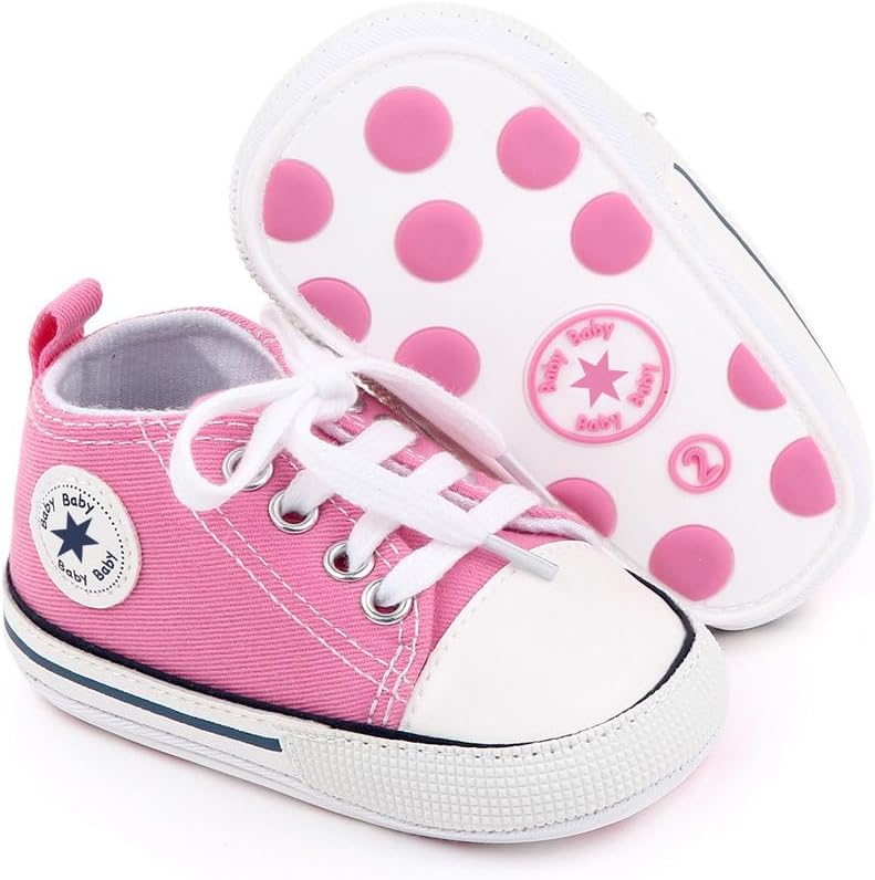 Unisex Baby Girls Boys Canvas High-top Shoes, Newborn Infant Anti-Slip Soft Sole Frist Walking