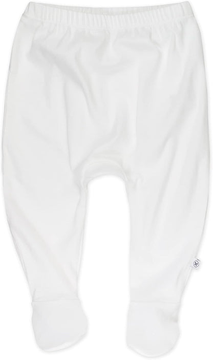 HonestBaby 3-pack Footed Pants Roomy Fit Pull on Bottoms 100% Organic Cotton for Infant Baby Boys