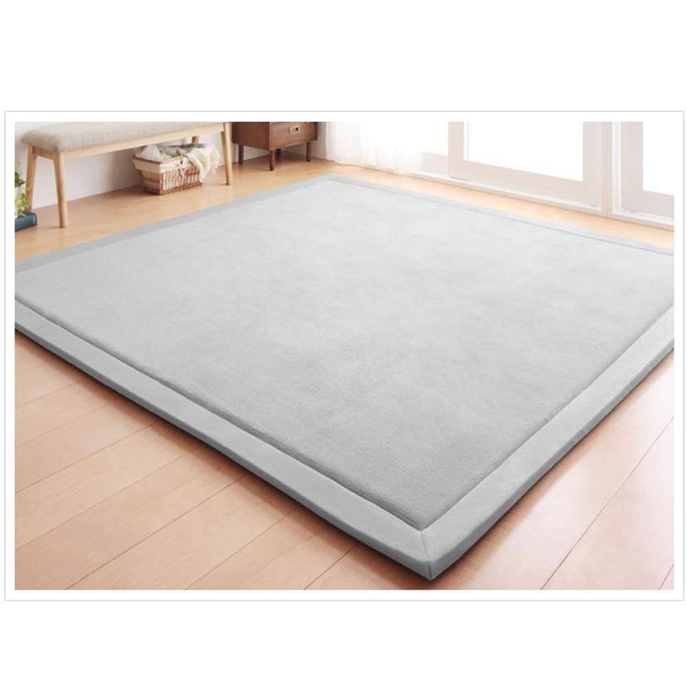 Loartee Coral Velvet Crawling Rugs & Play Mat (6'8"x 6'8", Gray) for Toddler Children & Yoga