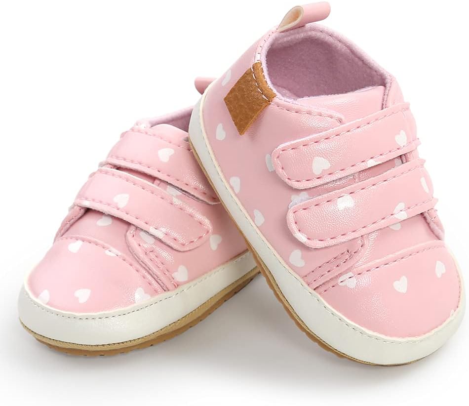 SOFMUO Baby Boys Girls High Top Ankle PU Leather Sneakers Soft Rubber Sole Infant Moccasins Newborn