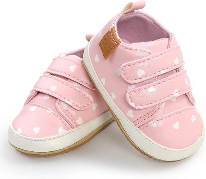SOFMUO Baby Boys Girls High Top Ankle PU Leather Sneakers Soft Rubber Sole Infant Moccasins Newborn