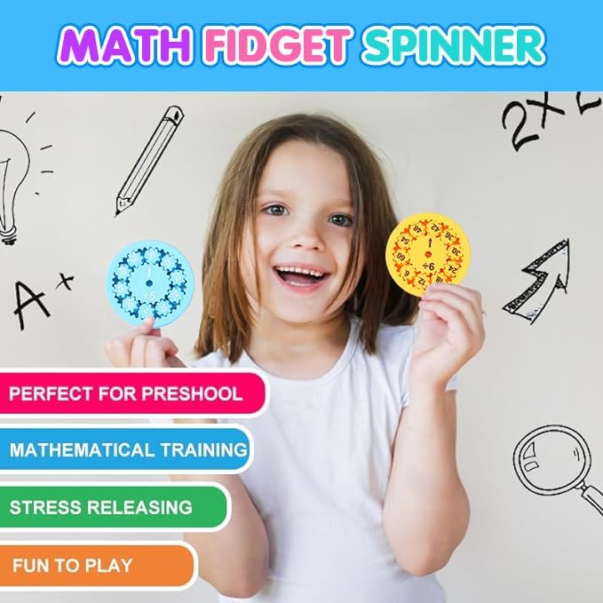 Math Fidget Spinners, Math Fidget Toy Multiplication for Kids, Math Facts Fidget Spinners, Learning