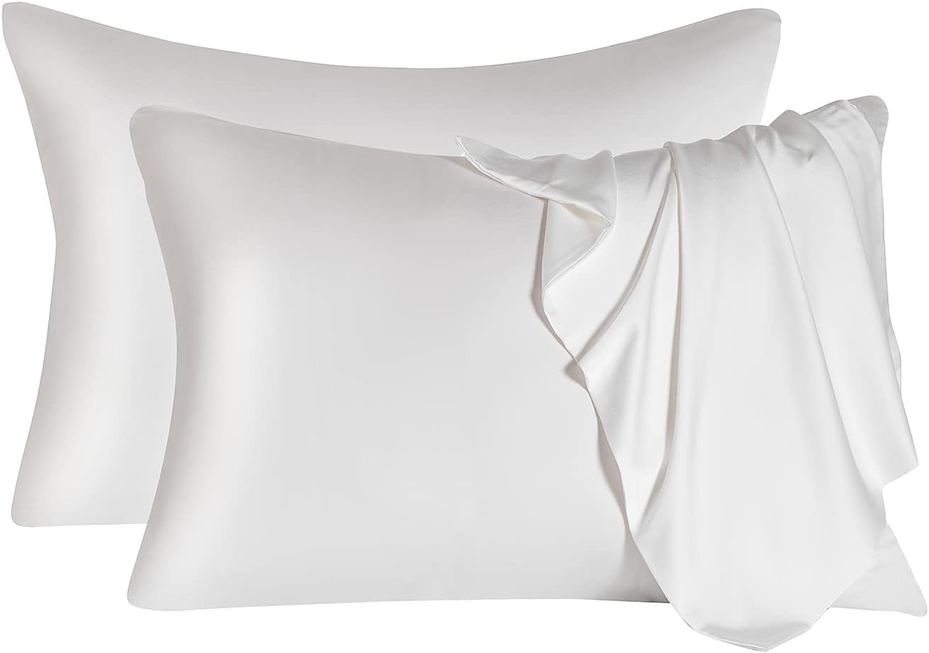 2 Pcs Mulberry Silk Pillowcase for Hair and Skin,Cooling Silk Pillow Case with Hidden