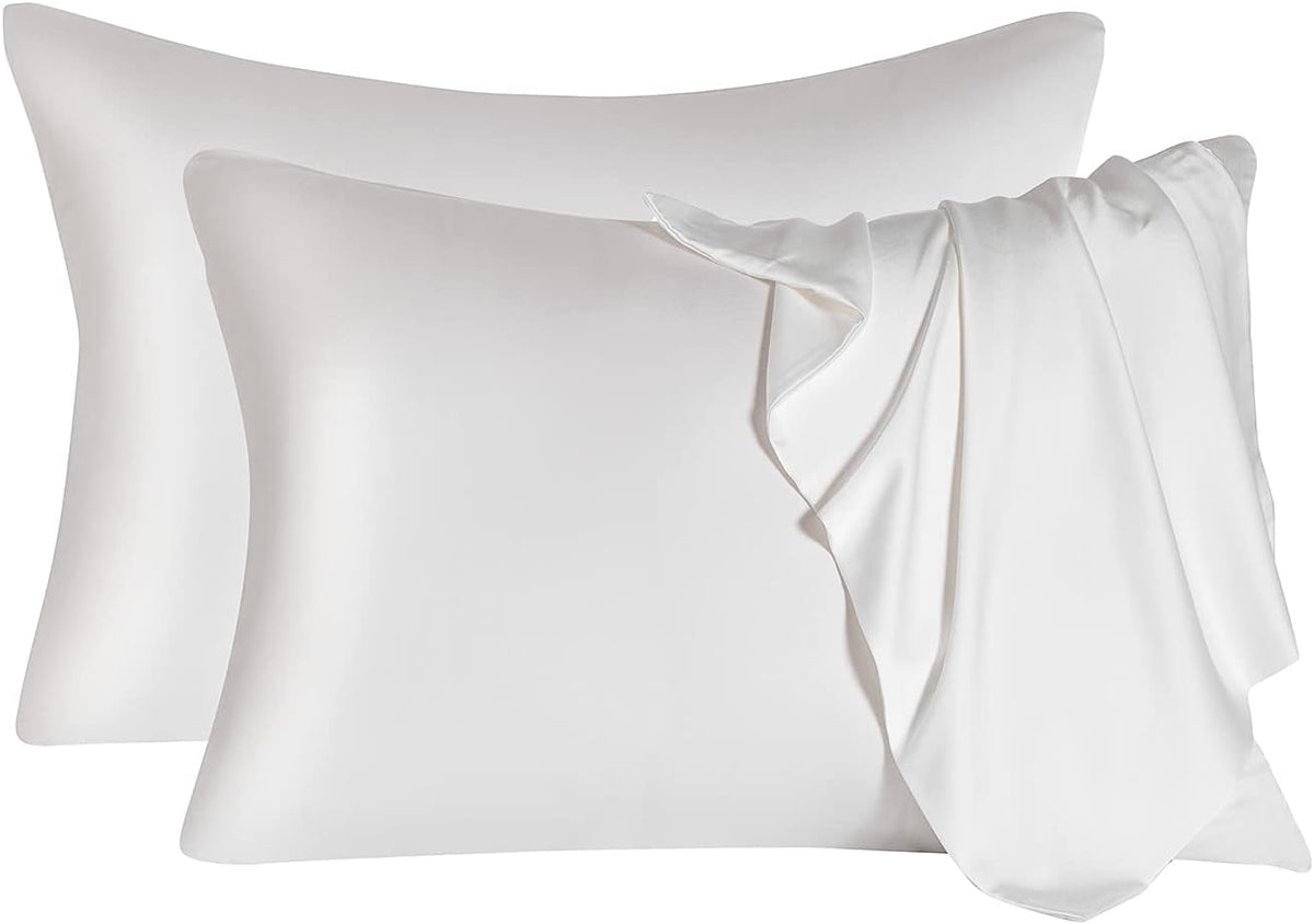 2 Pcs Mulberry Silk Pillowcase for Hair and Skin,Cooling Silk Pillow Case with Hidden