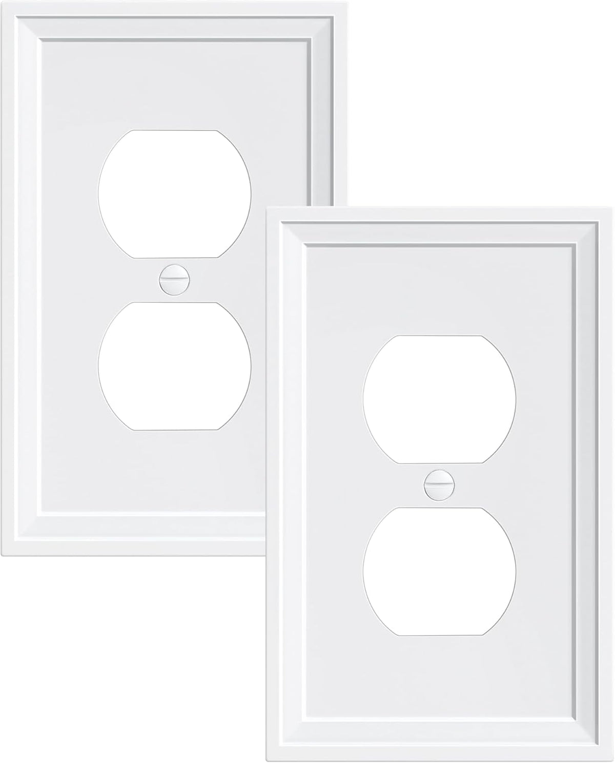 2-Pack Duplex Outlet Cover, Natural Bamboo Fiber Switch Plates and Outlet Covers, White Decorative