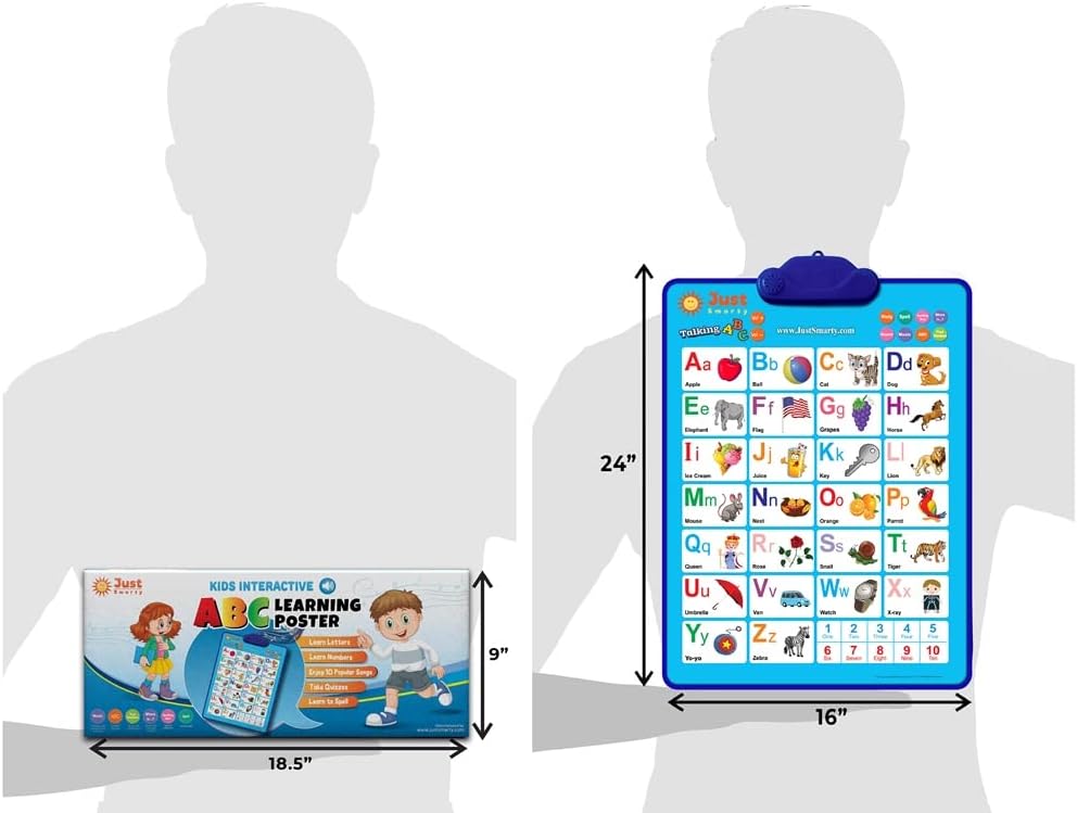 Just Smarty Interactive Alphabet Wall Chart | Talking ABCs & 123s Music Poster with Interactive
