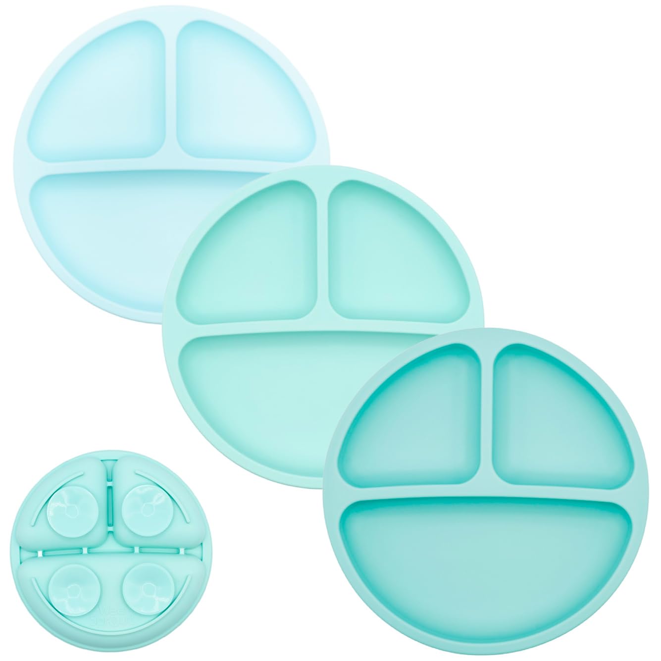 WeeSprout Suction Plates for Babies & Toddlers - 100% Silicone, Dinnerware Stays Put, Divided