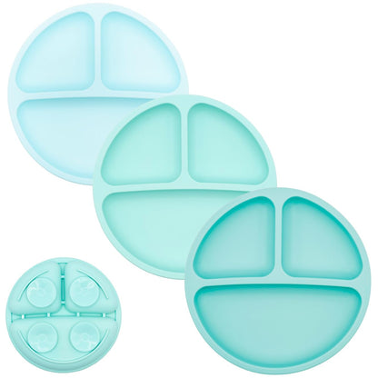 WeeSprout Suction Plates for Babies & Toddlers - 100% Silicone, Dinnerware Stays Put, Divided