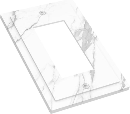 Decorative Outlet Covers Modern White Gray Marble 1 Gang Single Rocker Light Switch Cover Plate