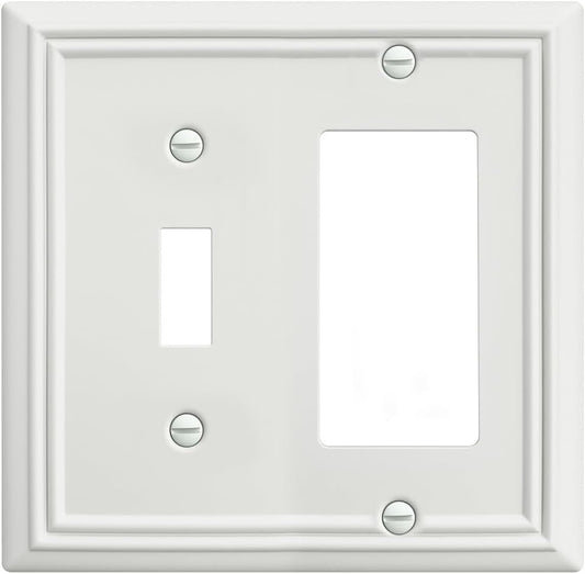 1-Pack Combination Metal Wall Plate, 1 Toggle / 1 Decorator Switch Plates and Outlet Covers, Off