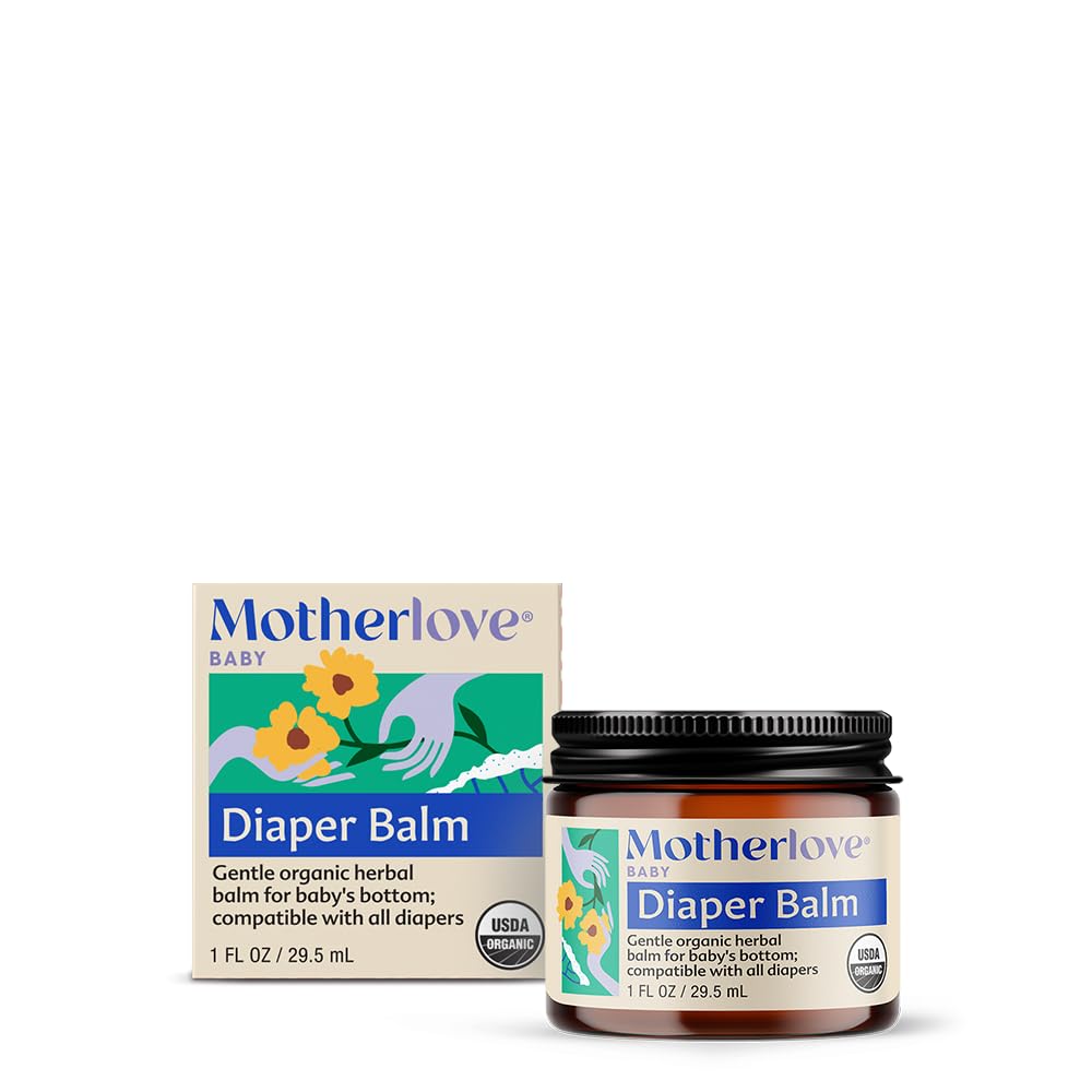 Motherlove Diaper Balm (1 oz) Organic Herbal Diaper Rash Cream—Cloth Safe, Zinc Oxide