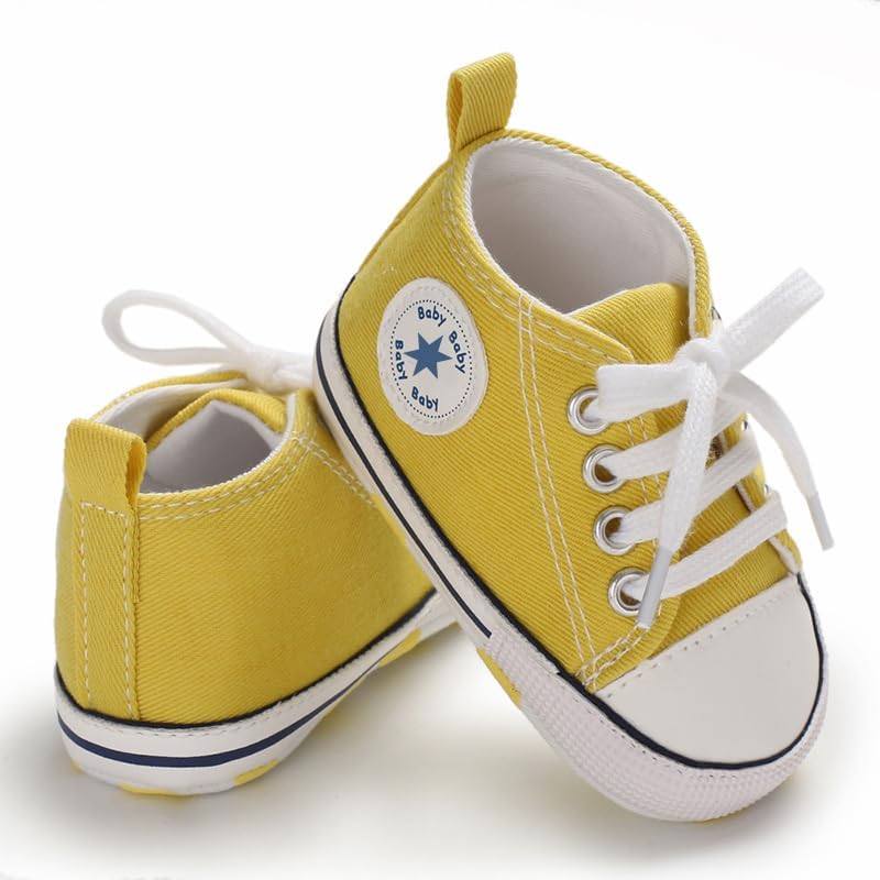 Unisex Baby Girls Boys Canvas High-top Shoes, Newborn Infant Anti-Slip Soft Sole Frist Walking
