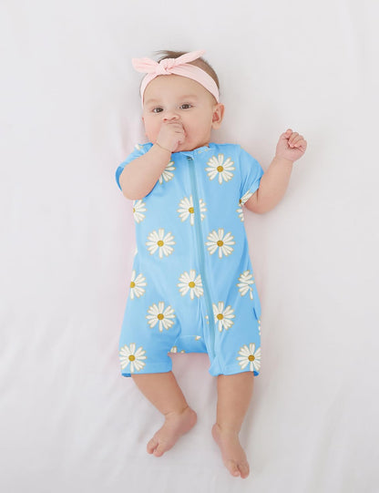 Jimonda Baby Rompers Cotton Baby Boys Baby Girls Short Sleeve Sleepers Pjs Two Way Zipper One-piece