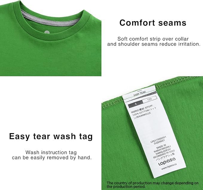 LAPASA Kids T-Shirts Short Sleeve (4 Pack) 100% Cotton Plain Top Tees Boy & Girl Unisex Toddler