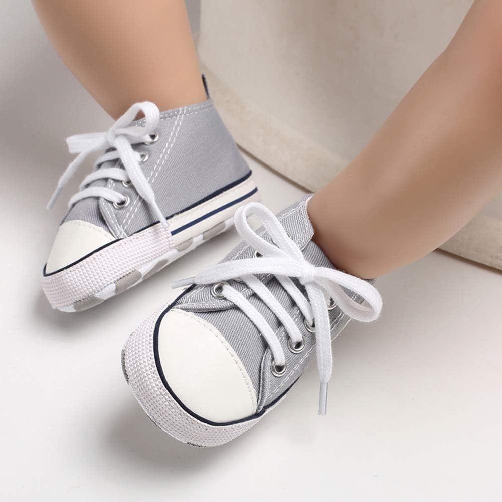 Unisex Baby Girls Boys Canvas High-top Shoes, Newborn Infant Anti-Slip Soft Sole Frist Walking