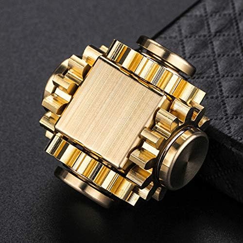 Fidget Cube Spinner, Linkage 4 Gears Figity Spin Finger Games, Metal Brass with Super Smooth