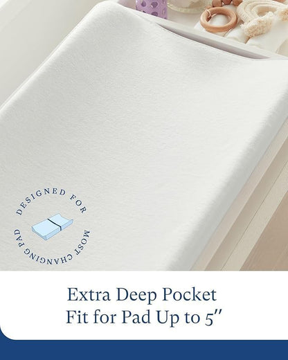 Supersoft Diaper Changing Pad Covers, 2-Pack Premium Bamboo Viscose Change Table Pad Covers for