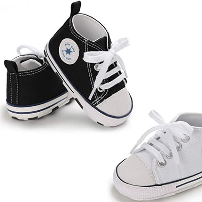 Unisex Baby Girls Boys Canvas High-top Shoes, Newborn Infant Anti-Slip Soft Sole Frist Walking