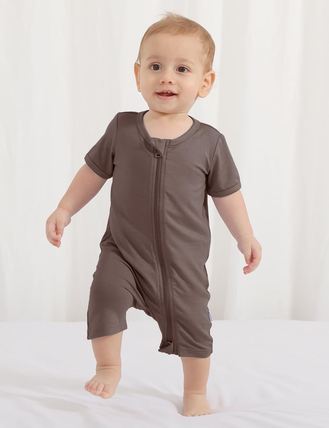 Jimonda Boys Baby Girls Short Sleeve Romper Unisex Baby Footless Pajamas With Viscose 2-Way Zipper