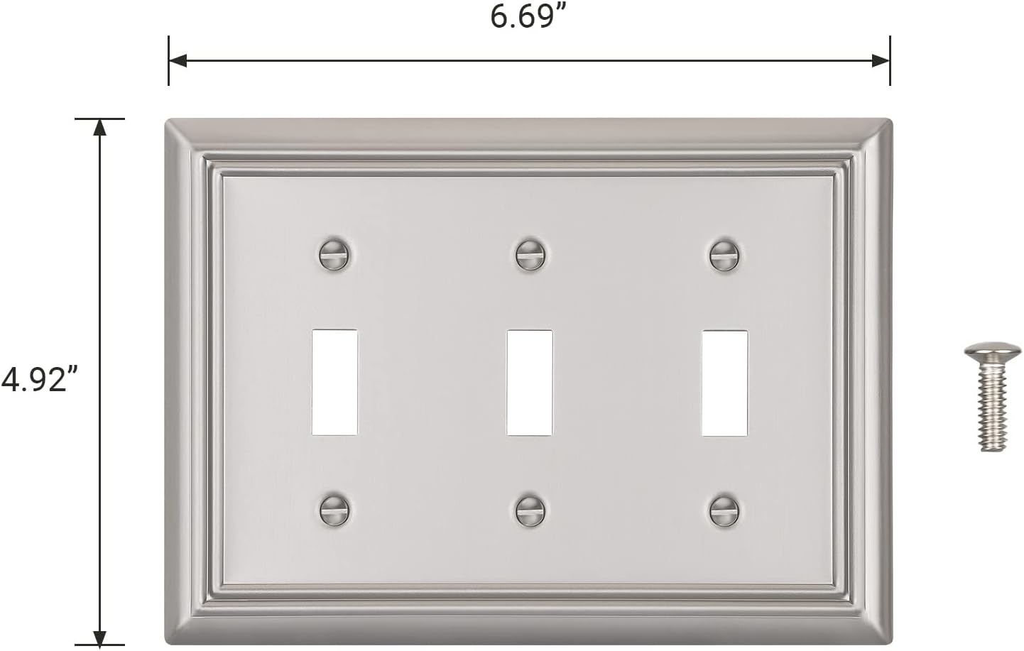 DEWENWILS Tripple Toggle Wallplates, Brushed Nickel Light Switch Covers, Heavy Duty Matel Material