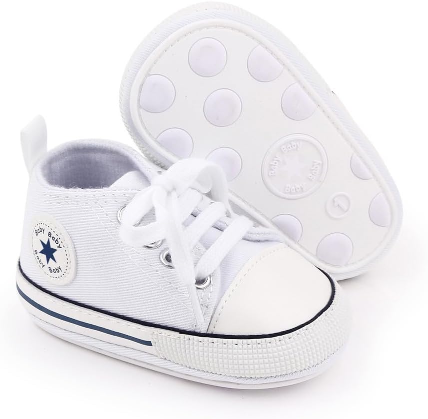 Unisex Baby Girls Boys Canvas High-top Shoes, Newborn Infant Anti-Slip Soft Sole Frist Walking