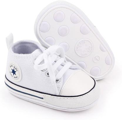 Unisex Baby Girls Boys Canvas High-top Shoes, Newborn Infant Anti-Slip Soft Sole Frist Walking