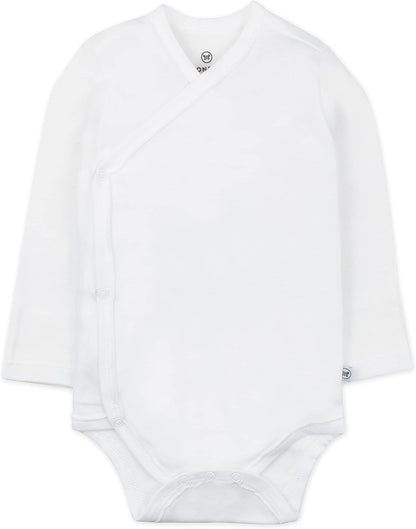 HonestBaby unisex-baby 3-pack Long Sleeve Side-snap Kimono Bodysuits Organic Cotton for Infant Baby