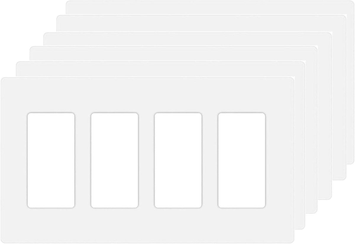 4-Gang Screwless Decora Wall Plate Cover Switch Outlet Electrical Faceplate for Light Switche