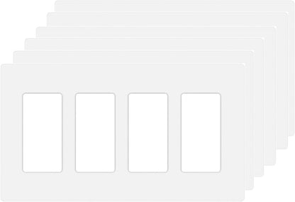 4-Gang Screwless Decora Wall Plate Cover Switch Outlet Electrical Faceplate for Light Switche