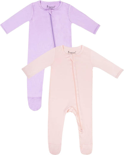 Jimonda Bamboo Baby Pajamas,Unisex Boys Girls One-Piece Footies,Long Sleeve Sleepers 2-Way Zip