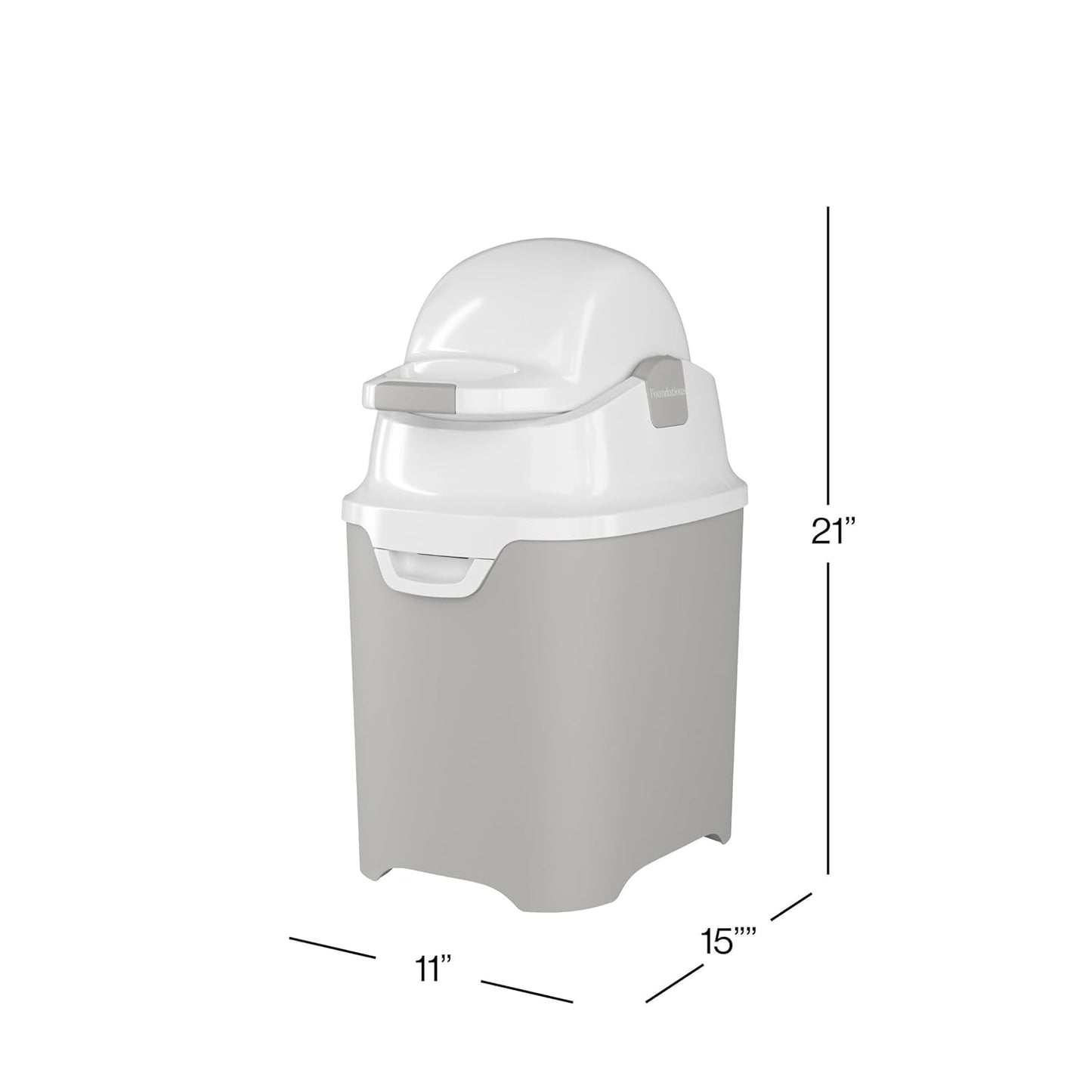 Foundations Mini Diaper Pail with Airtight Lid - Durable & Odorless Diaper Disposal, Large