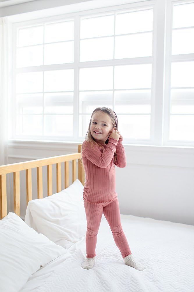 VAENAIT 6M-12Y Toddler Kids Girls Boys Soft Comfy Modal Tencel Solid Raglan Sleepwear Pajamas Pjs